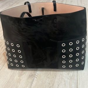 Tory Burch Black Suede & Leather, Silver Studded Tote Bag